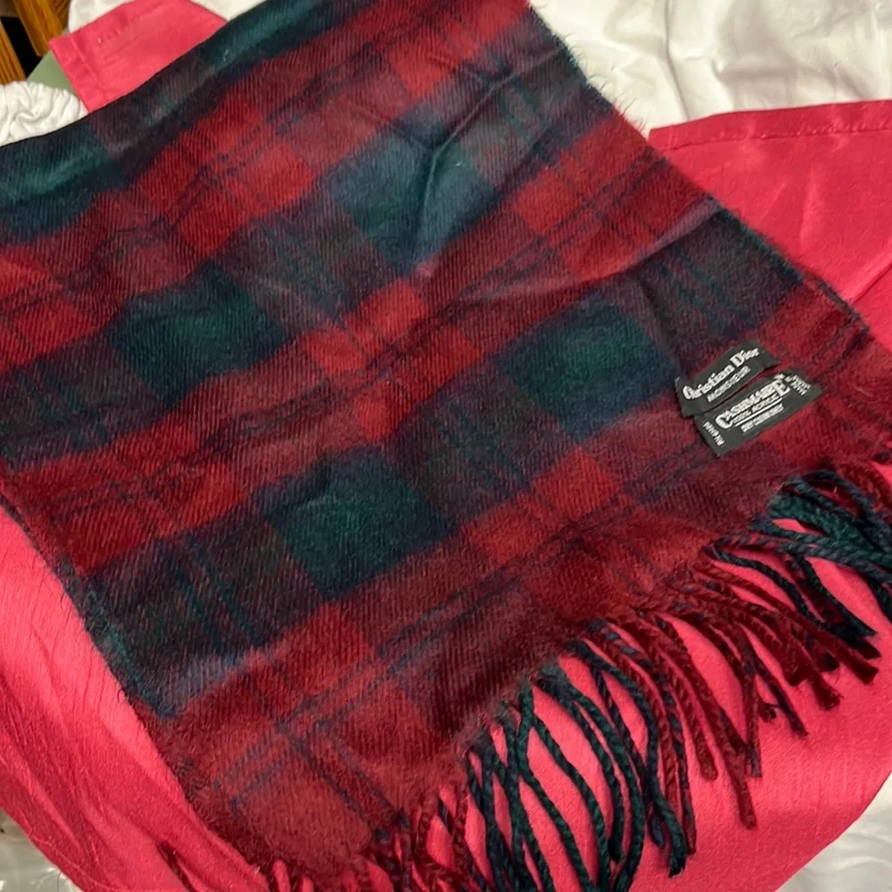VTG Christian Dior Monsieur Cashmaire Fringe Scarf 100% Acrylic